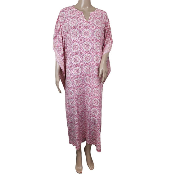 Joan Rivers Mumu Maxi Dress Pink Floral MP Vintage 90s Muumuu - Picture 1 of 4